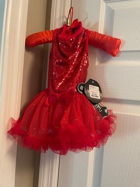 Sequin Tulle Red Pet Dress with Bow Accent